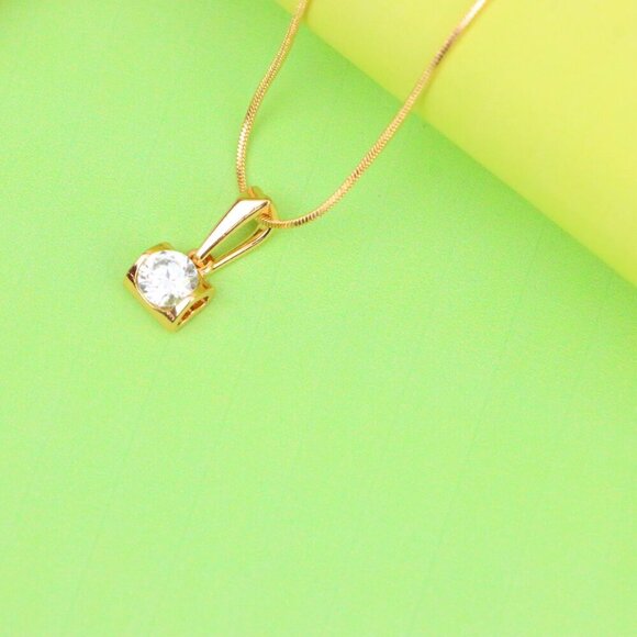 "Rose Gold Mini Pendant with Solitaire CZ – Elegant, XPPT1264 - Picture 4 of 13